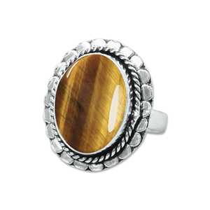 Anillos de Piedras Preciosas Naturales de Ojo de Tigre en Plata Alemana de Primera Calidad con Engaste de Bisel en Varias Formas para Hombres y Mujeres Estilo Indio - Product Image 2
