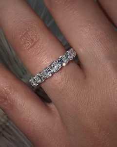 Diamond Full Eternity Wedding Band Prong Set Minimalist <b>Stacking</b> Bridal Proposal Band 14k 18k Solid Gold CVD HTHP Lab Wholesale - Product Image 1