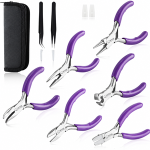 Mini Craft <b>Pliers</b> <b>Set</b> for Jewelry Making with Flat Jaw Bent Nose End Cutting and Double Nose Precision Tools - Product Image 1