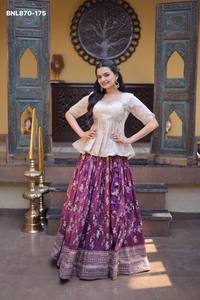 Top Quality Dyeable Viscose Jacquard with <b>Sequin</b>-Embroidered <b>Flared</b> Lehenga-Peplum Readymade Blouse Collection Indian Supplier - Product Image 6