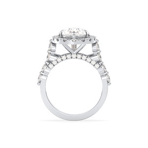 Bague halo en or blanc 14 carats avec diamant de laboratoire HPHT CVD, prix de gros REYES Factory, pour femme, cadeau de fiançailles de luxe, bijoux fins - Product Image 6