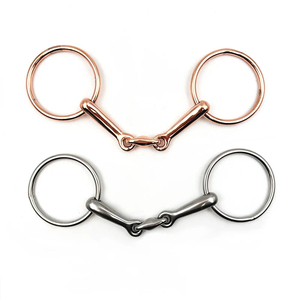 Bocado de Brida de 3 Articulaciones con Anillo Suelto, Bicolor Acero Inoxidable y Oro Rosa, Bocado de Entrenamiento para Caballos de Estilo Inglés, Suave para la Boca, Equipo de Equitación Diaria - Product Image 1