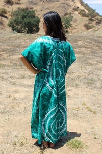 Awesome Ethnic Embroidered Tie Dye Cotton Caftan Chain <b>Stitched</b> <b>Hand</b> Dyed Durable Breathable Lightweight Travel Ready Very Cool - Product Image 4