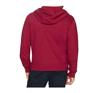 Men's Red <b>Hooded</b> <b>Zip</b>-Up Sweatshirt Regular Fit Cotton French Terry Casual Autumn Wear Pocket Design Regular Sleeve Knitted Style - Product Image 2