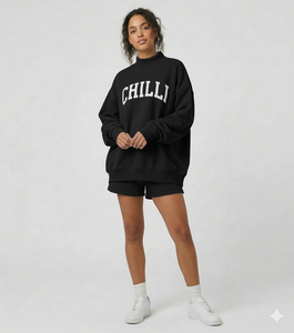 Conjunto de Top de Cuello Alto y Pantalones Cortos para Mujer, Ropa de Invierno de Dos Piezas, Diseño Urbano - Product Image 1