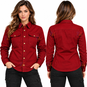 Women Summer Cotton Textile <b>Motorcycle</b> Protective <b>Shirt</b> Lightweight Breathable Casual Biker Street Motorcyclist Riding Apparel - Product Image 2