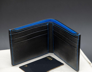 Portefeuille en cuir véritable de haute qualité, noir, avec logo personnalisé, ensemble de portefeuilles cadeaux pour hommes - Product Image 5