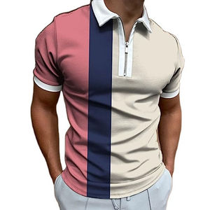 Camisetas Polo con Cierre, Color Sólido, Diseño de Primera Calidad, Corte Ajustado, Impresión de Logotipo, Manga Corta, Camisetas Polo para Hombre - Product Image 1
