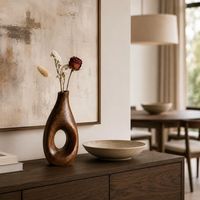 Vase de table rond en bois mat de luxe fait main au design minimaliste pour l'affichage floral et la décoration intérieure FASHION CRAFT