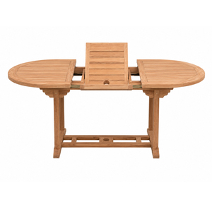 Outdoor <b>Dining</b> Solid Teak <b>Extendable</b> Oval Patio <b>Table</b> Traditional Design Butterfly Extension Garden Resort Wholesale - Product Image 2