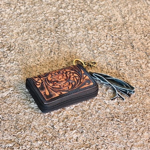 2026 New Fashion Vintage Hand Tooled Florals Carved On Genuine Leather <b>RFID</b> <b>Blocking</b> Waterproof Zipper Card Holder <b>Wallet</b> Luxury - Product Image 1