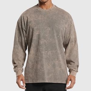 เสื้อยืดผู้ชายสไตล์วินเทจผ้าเจอร์ซีย์โอเวอร์ไซส์ผ้าฝ้ายเฮฟวี่เวทผ้าถักแบบลำลองออกแบบได้ตามต้องการ - Product Image 4