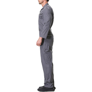 Overol de Trabajo Rojo para Hombre, Color Sólido, Casual, Tejido, Manga Larga, Diseño Liso Teñido - Product Image 2