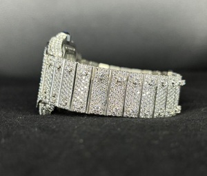 Montre-bracelet mécanique de luxe classique pour homme, sertie de diamants et de moissanite, boîtier carré en acier inoxydable, affichage analogique - Product Image 2