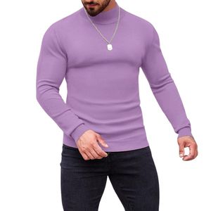 Men's Red Mock Neck Pullover Custom Fitted <b>Long</b> <b>Sleeve</b> Sweatshirt Solid High Collar Casual Streetwear <b>Top</b> - Product Image 4
