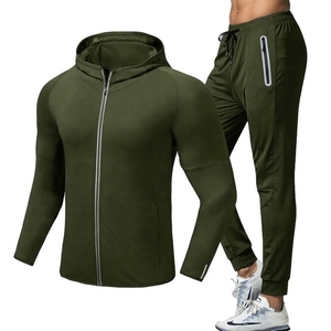 Conjunto Deportivo Unisex de 2 Piezas para Otoño, Chaqueta Deportiva de Secado Rápido que Absorbe el Sudor, Ropa Deportiva Ecológica de Color Sólido - Product Image 2