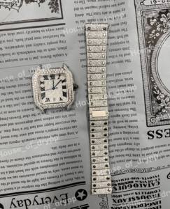 Reloj de Pulsera con Esfera Cuadrada Iced Out, de Acero Inoxidable con Diamantes de Moissanita, Estilo Hip Hop, para Hombre y Mujer, Unisex, Brillante, de Moda, Regalo - Product Image 5