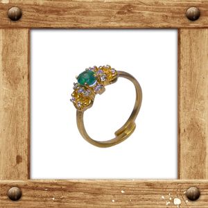 Wedding Wear 925 Sterling <b>Silver</b> Gold Plated Jewelry <b>Emerald</b> White Topaz Gemstone Women Wear Classic <b>Ring</b> - Product Image 3
