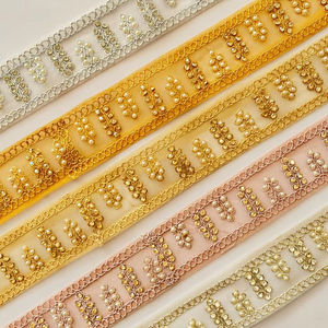 Ribete de Encaje Metálico Dorado y Plateado con Lentejuelas y Bordado para Zapatos - Ecológico y Lavable - Product Image 1