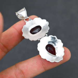 <b>Top</b> Quality Sparkling LAB-CREATED Red Garnet Solid 925 Sterling <b>Silver</b> Plated Designer 2.20" Pendant Women's Wholesale - Product Image 3