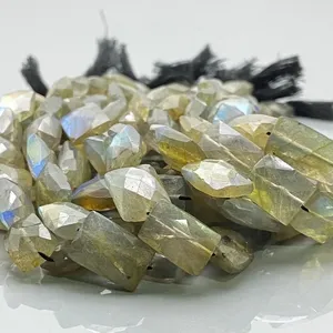 Perles de pierres précieuses Chakralume en labradorite naturelle, facettées, de qualité AA, 10-17 mm, en brin de 10 pouces, pour la fabrication de bijoux, vente en gros - Product Image 3