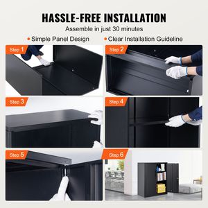 Armadio Magnetico in Acciaio con Capacità di 90 Kg, 2 Ripiani Regolabili e Porte con Chiusura per Uso in Garage - Product Image 6
