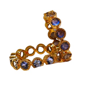 Bague de fiançailles classique en argent sterling 925 pour femmes, pierres précieuses en labradorite réglables, plaquée or, bagues tendance à la mode, Gemvanity - Product Image 1