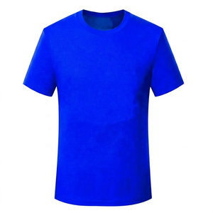 T-shirt décontracté pour homme, manches courtes, col rond, coupe classique, couleur unie, tissu tricoté - Product Image 5