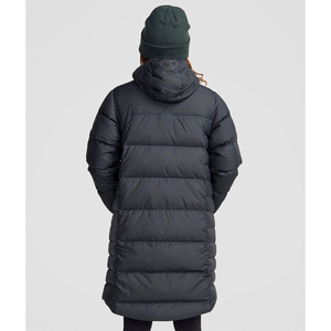 Long Quilted <b>Winter</b> Jacket With Hood Full Sleeves Zipper Closure Solid Color Polyester Shell <b>Thick</b> Warm <b>Coat</b> Contrast Color - Product Image 3