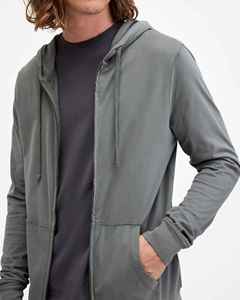 Sudadera con Capucha y Cierre para Hombre, Color Gris, Corte Regular, Informal, Otoñal, Forro Polar, 100% Algodón, Impresión Digital, Transpirable, Tejido de Punto - Product Image 4