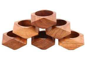 Anillos para Servilletas de Madera Hexagonales Hechos a Mano, Duraderos y Ecológicos, Decoración de Mesa para Cocina, Hoteles, Restaurantes, Bodas y Fiestas - Product Image 4