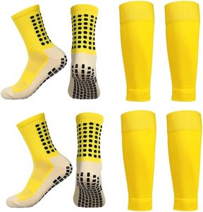 2 Set Anti-Slip <b>Grip</b> Soccer <b>Socks</b> with Shin Guard Sleeves, Sports Athletic <b>Socks</b> for Men Women - Product Image 1