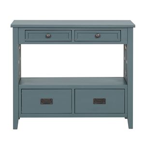 36-Inch Farmhouse <b>Pine</b> Wood Console <b>Table</b> with 4 Drawers and 1 Storage Shelf for Entryway Living Room or Bedroom - Product Image 4