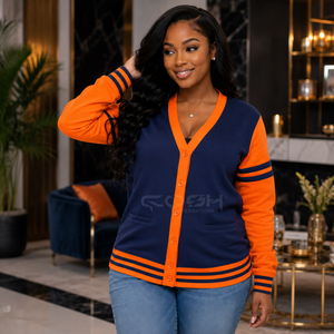 Cosh International Sisterhood Sorority V-neck Button Casual Tops Knitwear <b>Cardigan</b> Sweater Embroidered Sweater Coat - Product Image 3