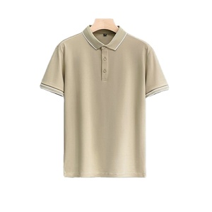 Oem Customized logo Design Fashion New <b>Half</b> Sleeve Top Trend Men's Striped Embroidery Reverse Collar Polo <b>Shirt</b> - Product Image 5