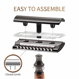Rasoir de sécurité à double tranchant avec manche en bois et logo personnalisé, faible MOQ, lame en acier inoxydable durable, outil de rasage pour homme, fournisseur OEM - Product Image 2