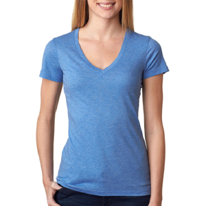 Camiseta de manga corta con cuello en V y estampado personalizado para mujer, camiseta en blanco de algodón liso a precio de fábrica, ajuste Regular - Product Image 2