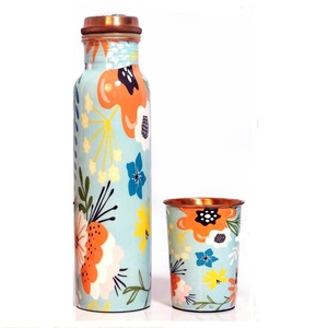 Enamel Printed Health Benefits Pure <b>Copper</b> Metal Water <b>Bottle</b> Kitchenware Decorative Juice and <b>Drinks</b> Storage <b>Copper</b> <b>Bottle</b> - Product Image 4