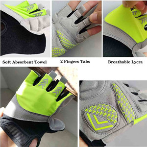 Gants de cyclisme demi-doigts orange, gris, noir, antidérapants, en tissu tissé, unisexes, respirants, pour la course - Product Image 6