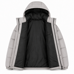 Chaqueta Acolchada con Capucha y Bordado Personalizado, Exterior de Poliéster Premium, Aislamiento Térmico, Cierre de Broches, Diseño de Abrigo Urbano para Invierno - Product Image 5