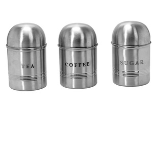 Stainless Steel Eco-Friendly Tea <b>Coffee</b> Sugar Canisters Set Airtight Lidded Minimalist Design for Food Storage <b>Table</b> Top Use - Product Image 3