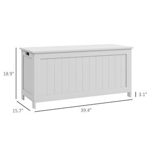 Panca Contenitore in Legno Bianca per Bambini e Ragazzi, Cassapanca per Sala Giochi con 2 Cerniere di Sicurezza e Maniglie Laterali - Product Image 3