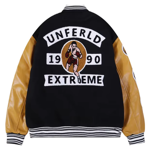 Blousons universitaires streetwear premium personnalisables pour équipes universitaires, hiver, unisexe, col et poignets côtelés, broderie chenille - Product Image 5