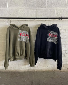 Ensemble de survêtement unisexe personnalisé avec logo brodé, coupe ample, délavé à l'acide, effet soleil, pantalon de jogging épais et évasé, sweat à capuche et pantalon de survêtement - Product Image 2