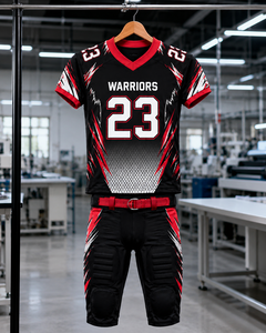 Uniforme de Fútbol Americano Personalizado para Hombre Warriors, Negro y Rojo, Sublimado, Transpirable, Conjunto de Jersey y Pantalones de Poliéster, Número 23 - Product Image 5
