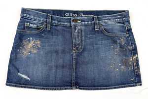 Women's Denim <b>Mini</b> Skirt A-Line <b>Vintage</b> Embroidery Washed Distressed Casual Summer Style - Product Image 2