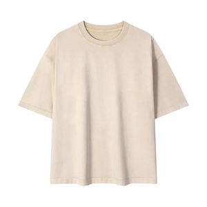 T-shirt personnalisé de luxe pour homme en coton, style streetwear, coupe oversize, col rond côtelé, épaules tombantes, grammage lourd 300 GSM, imprimé sérigraphié - Product Image 4