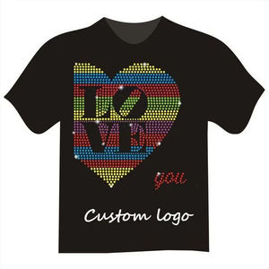 เสื้อยืดลายกราฟิกประดับเพชรเทียมแบบกำหนดเองสำหรับผู้ชาย เสื้อยืดบลิงค์พร้อมโลโก้สั่งทำ เสื้อผ้าสตรีทแวร์ ขายส่ง รับผลิตแบบ OEM ODM - Product Image 2