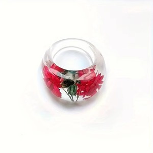 Accesorio de Moda Hecho a Mano para Mujer, Anillo de Ángel con Flor de Resina, Joyería Transparente de Epoxi - Product Image 3