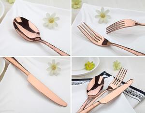 ชุดช้อนสแตนเลสสำหรับงานแต่งงาน5ชิ้นจากอินเดียสีโรสโกลด์หรูหราดีไซน์ด้วยค้อนเหมาะสำหรับห้องครัวร้านอาหารและโรงแรม - Product Image 3